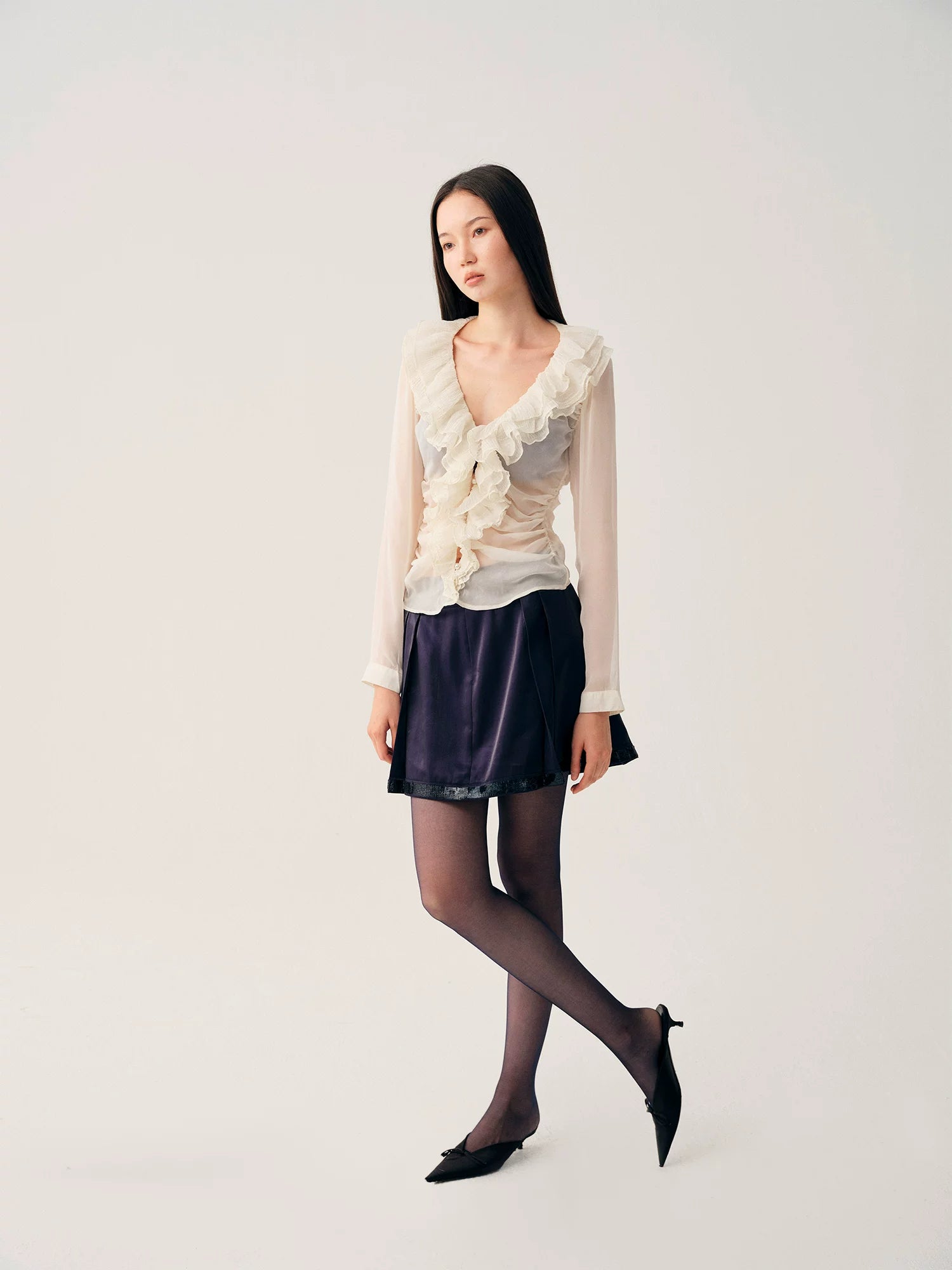 Ruffle V-Neck Blouse