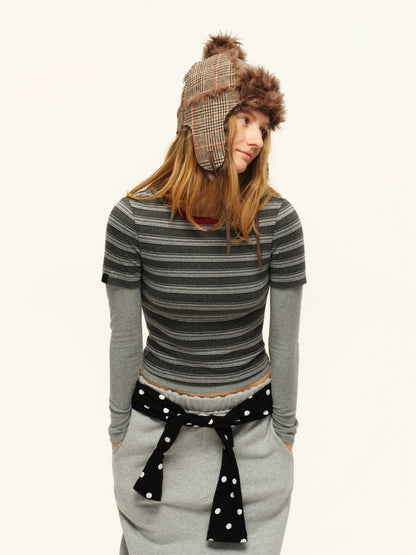 Layered Stripe Fitted Tee