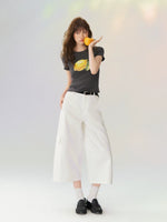 Workwear Casual Cropped Denim Pants