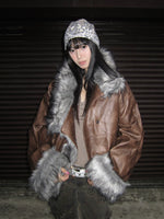 Faux Leather Fur Lined Jacket
