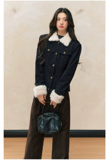 Navy Fur Collar Jacket