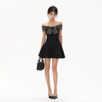 Black Bow Off-Shoulder Dress