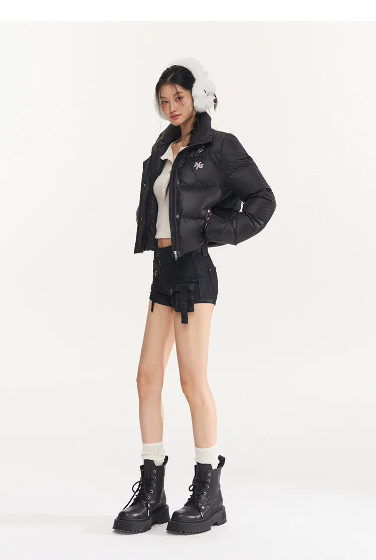 Black &amp; White Pearl Down Short Jacket