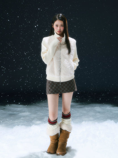 Apricot Faux Two-piece Knit Cardigan