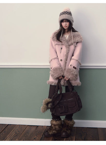 Vintage Suede Faux Fur Coat