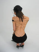 Black Lace-Up Halter Knit Dress