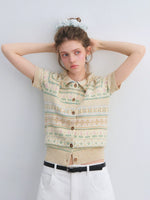 Fair Isle Polo Knit Top