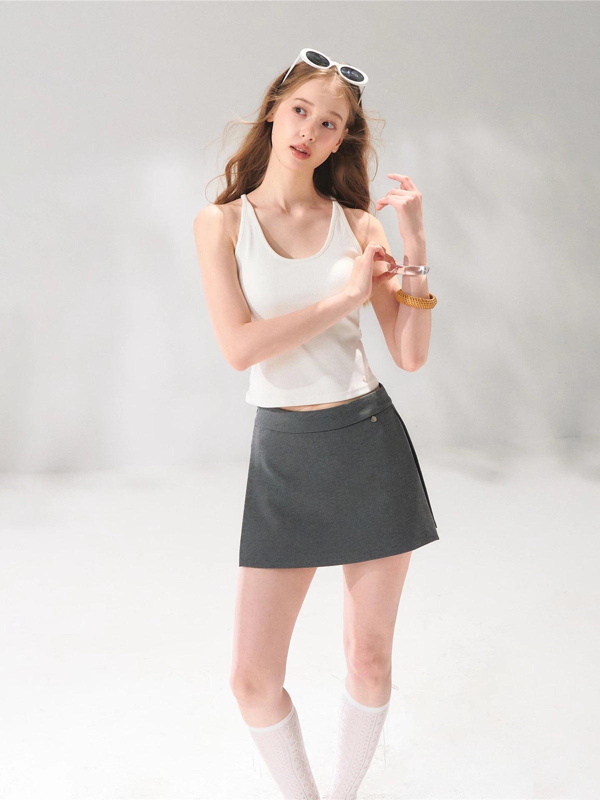 Side Slit A-line Skort