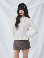 Apricot Bow Ruffle Knit Top