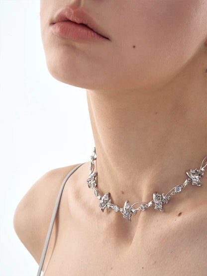 Geometric Cross Snake Chain Choker