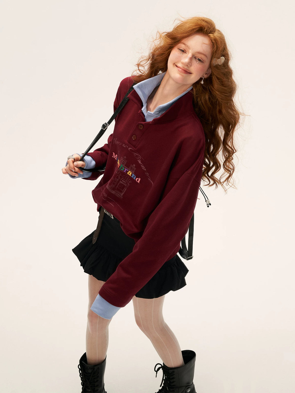 Polo Collar Oversized Sweatshirt