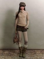 Drape-Neck Slim Knit Top