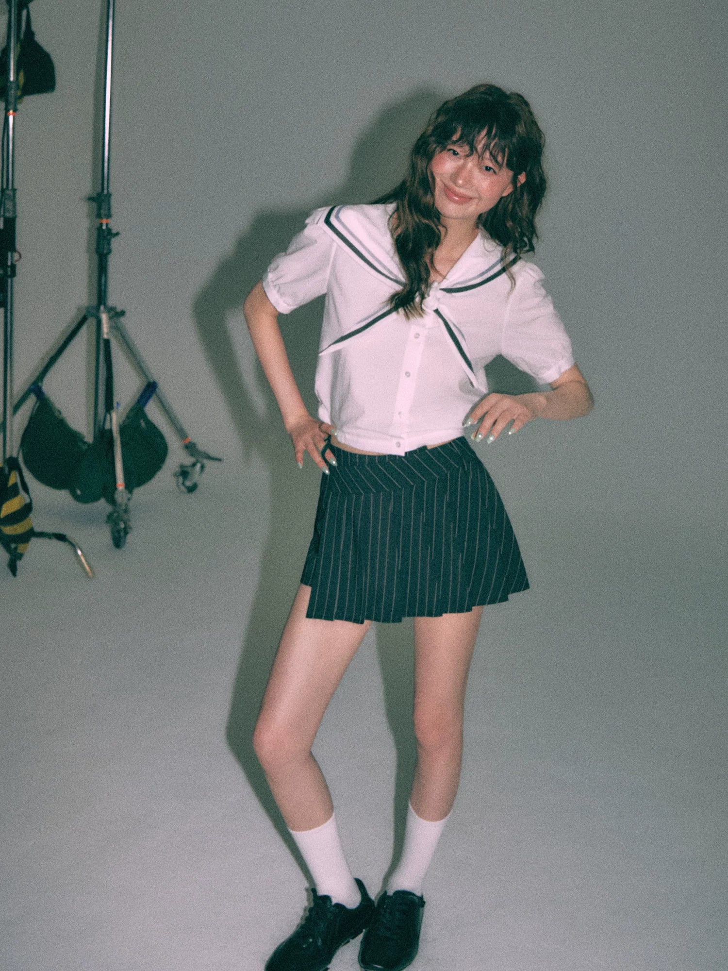 Striped Preppy Pleated Skort