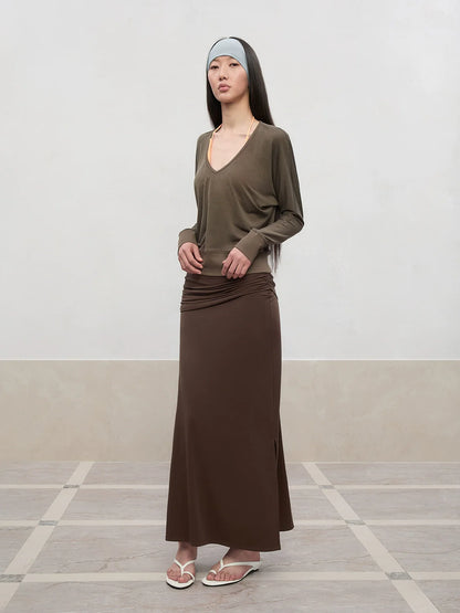 Lyocell-Linen V-Neck Knit Cover-up