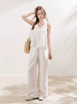 White Pleated Wide-Leg Pants
