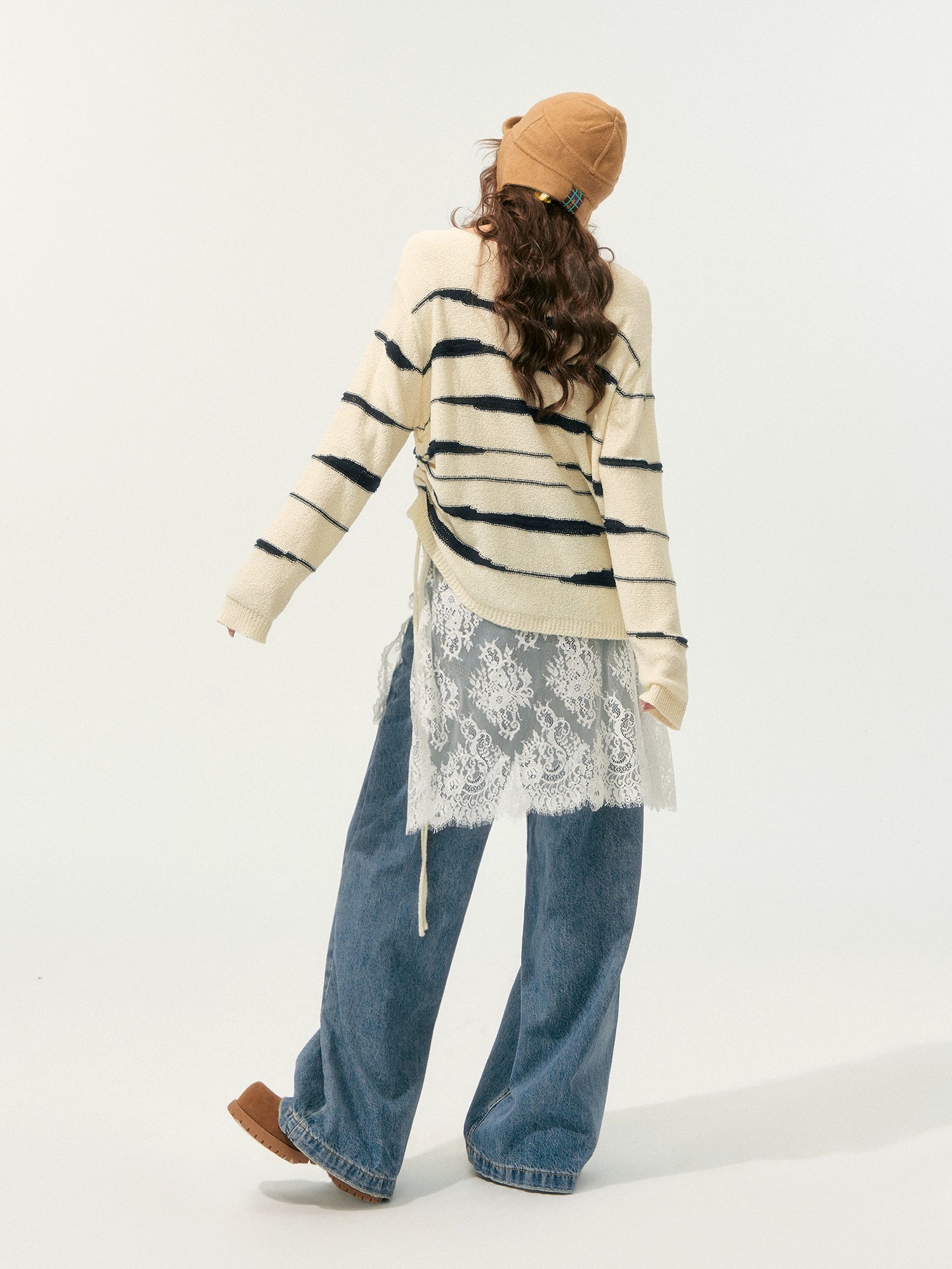 Color-Block Irregular Striped Soft Sweater