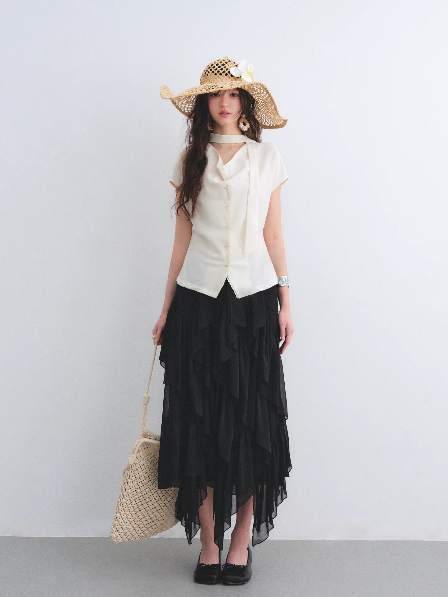 Lace Trim Draped Blouse