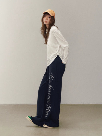 Letter Print Wide Leg Pants