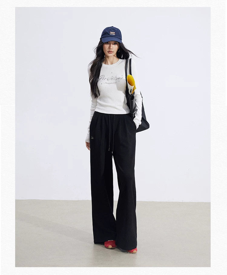 Faux-Layer Patchwork Wide-Leg Pants