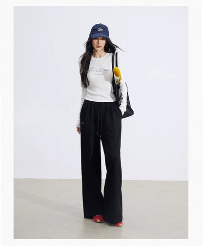 Faux-Layer Patchwork Wide-Leg Pants