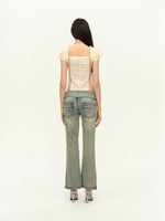 Double Waist Flared Denim Pants