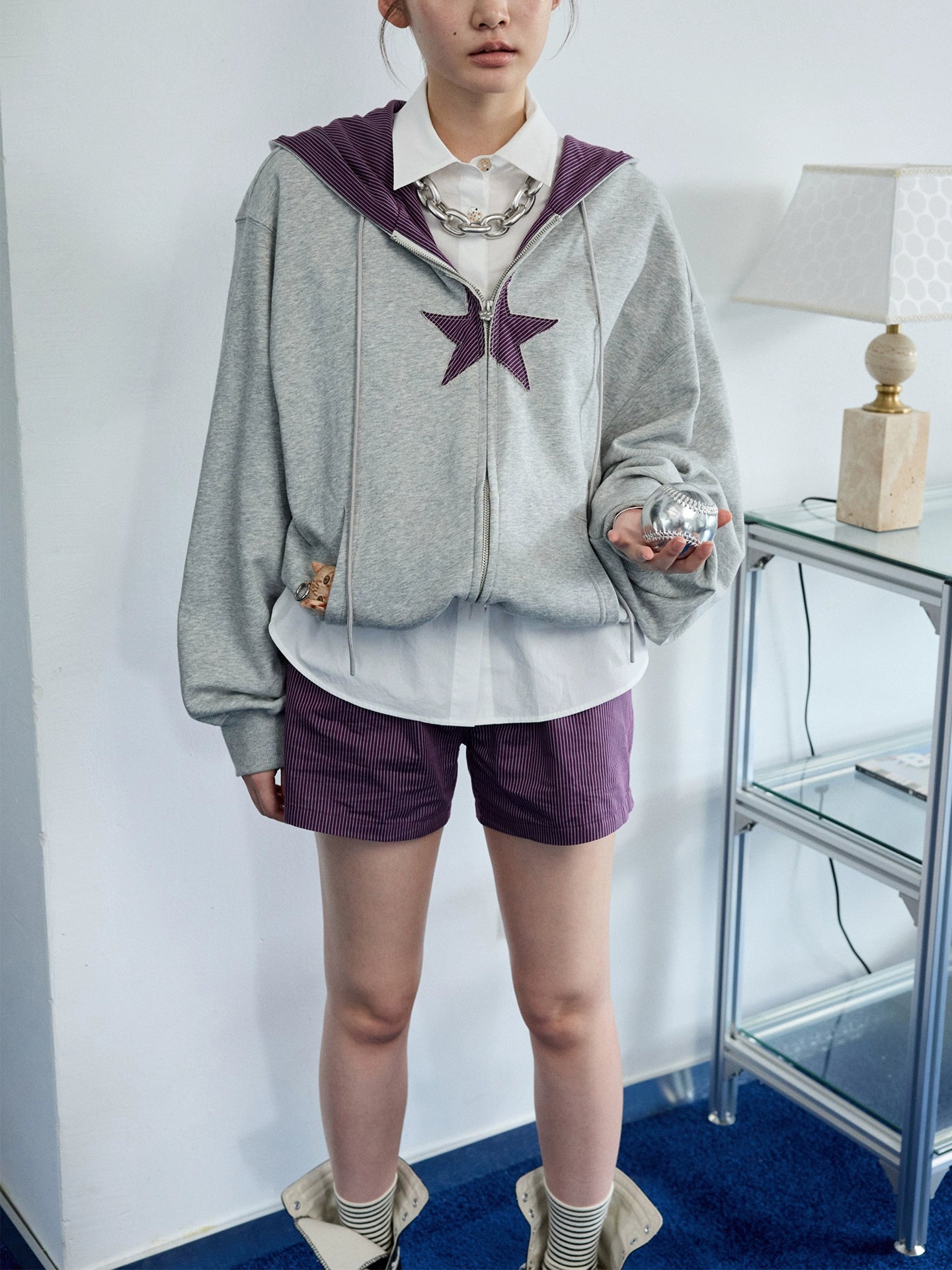 Striped Cotton Lounge Shorts