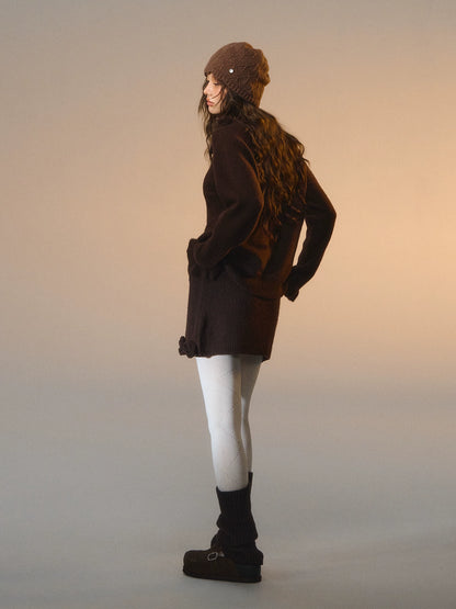 3D Rose V-Neck Knit Set