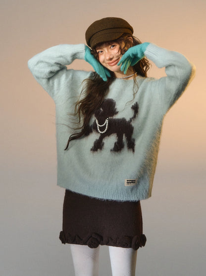 Playful-puppy Crewneck Sweater