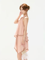 Light Pink Crystal Satin Dress