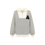 Striped Embroidered Sweatshirt & Shorts Set