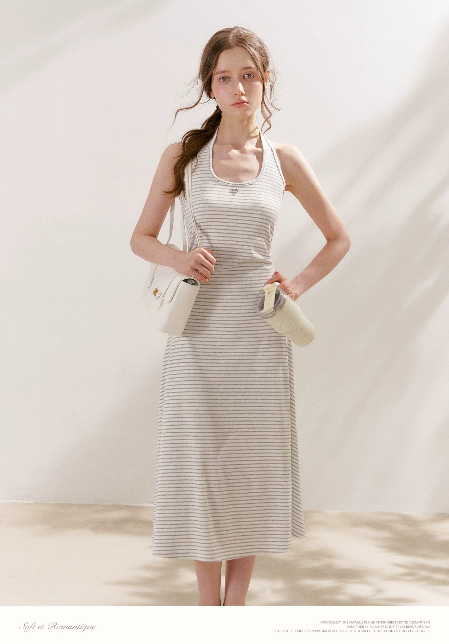 Striped Halter Midi Dress