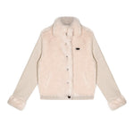 Eco-Faux Fur Knit Stand Collar Jacket