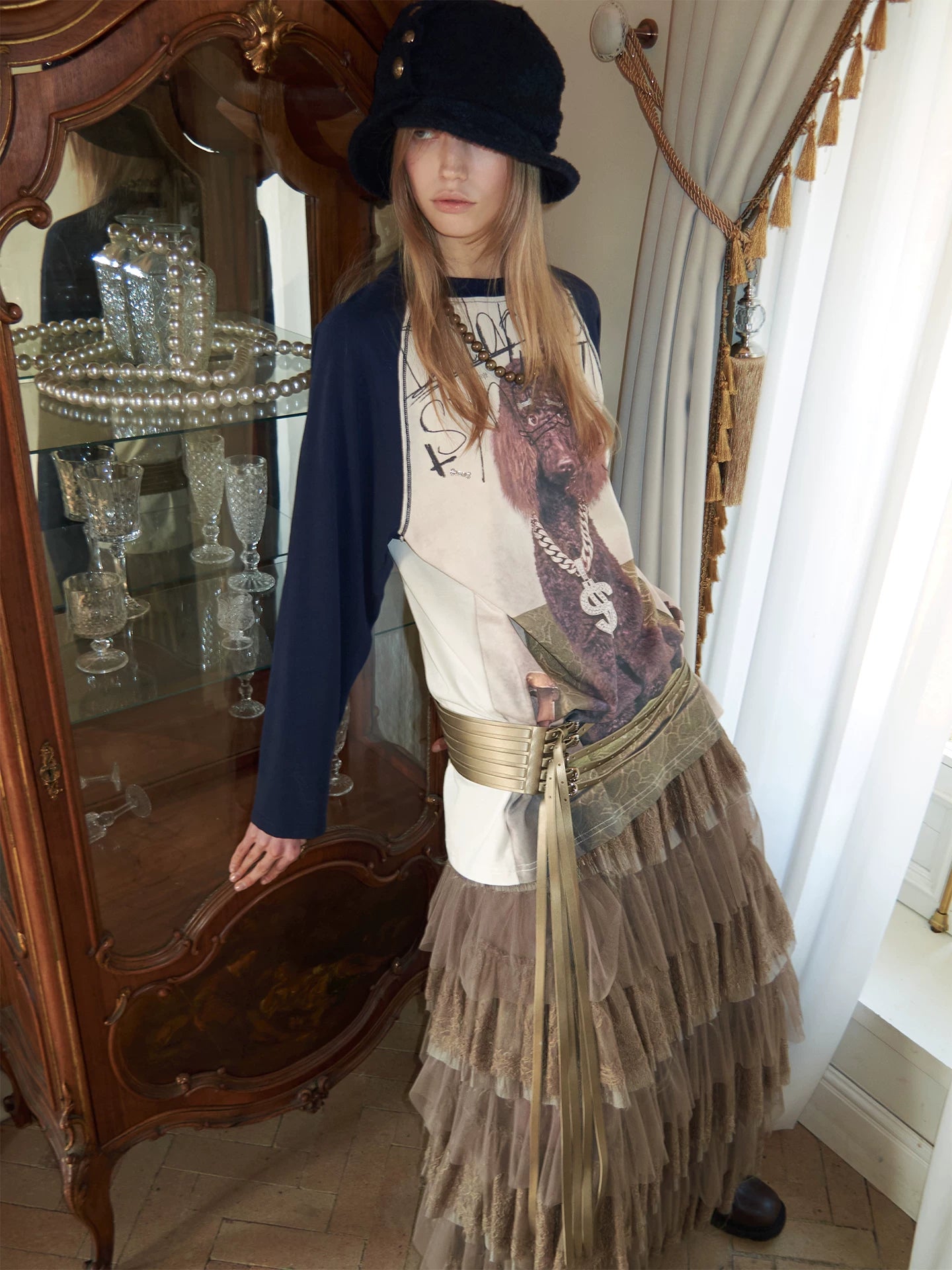 Tweed Ruched Bucket Hat