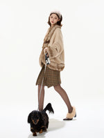 Beige Faux Fur Trim Coat