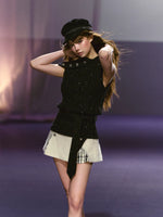 Beige Contrast Pleated Skort