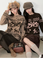 Fair Isle Bow Henry-Collar Sweater