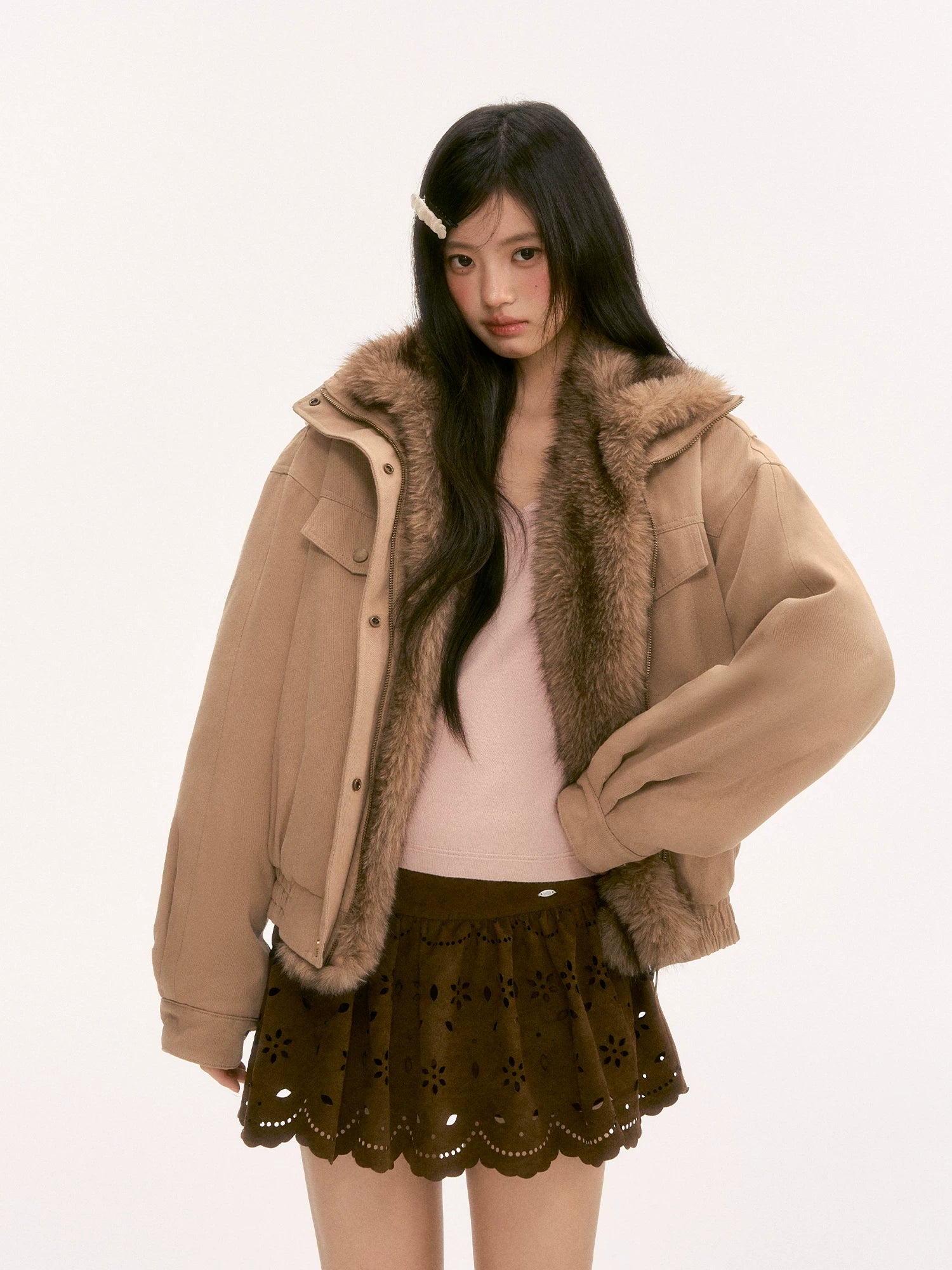 Light Brown Vintage Collar Jacket