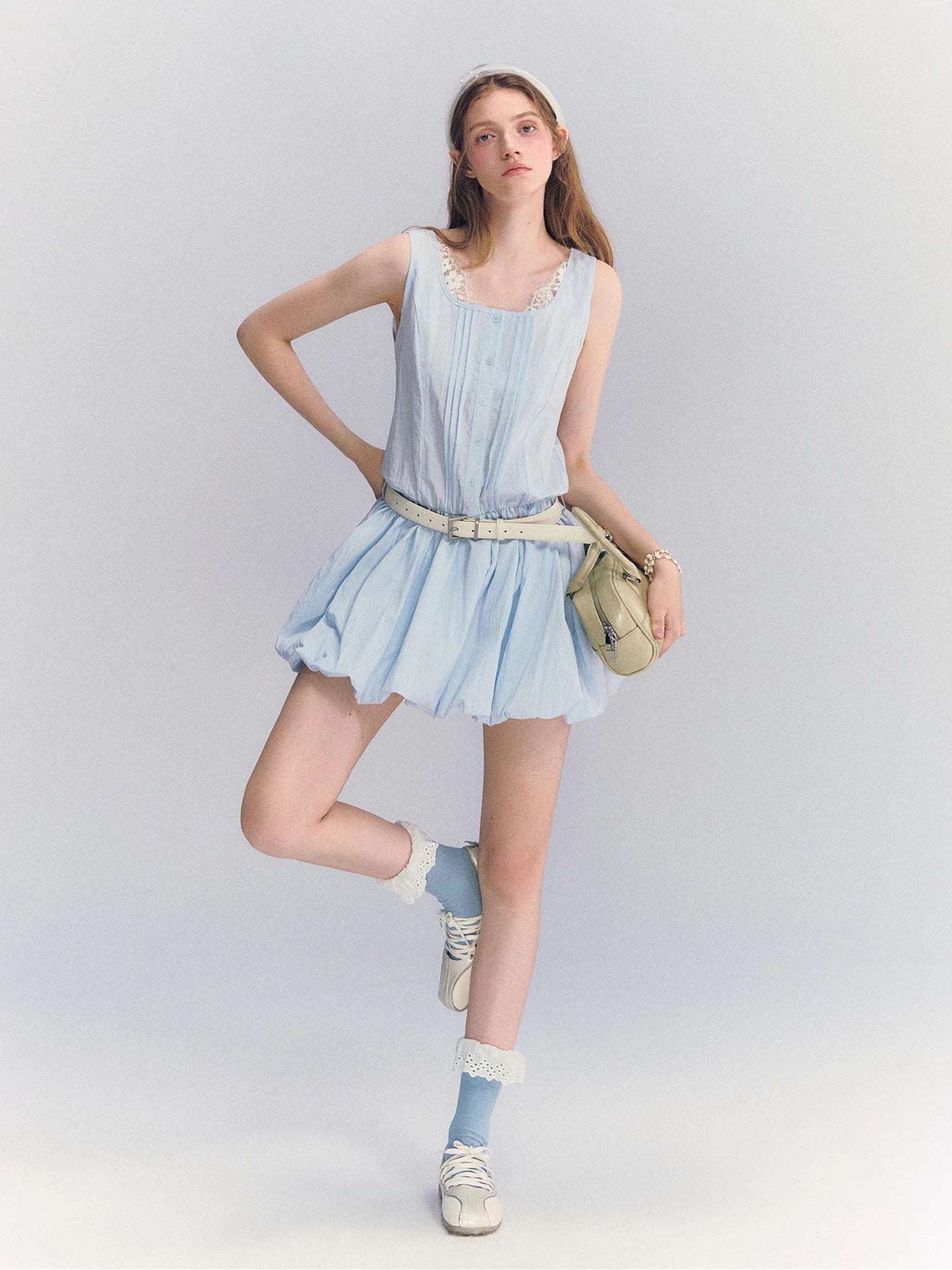 Sleeveless Lace Bubble Dress