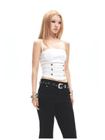 Metal Buckle Backless Tank Top