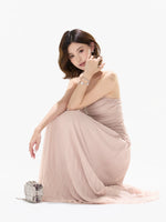 Pleated Mesh Maxi Dress