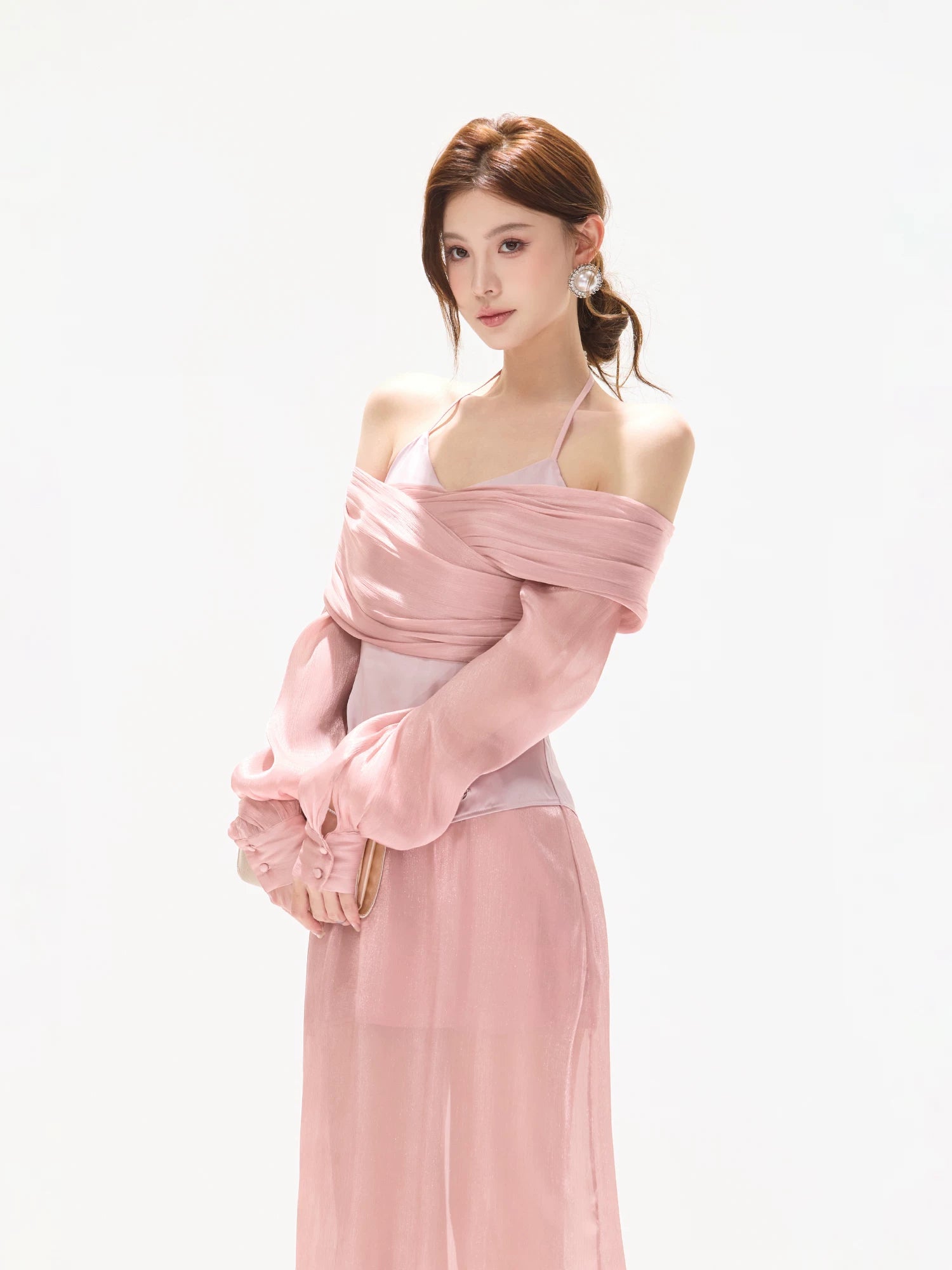 Off-Shoulder Chiffon Maxi Dress