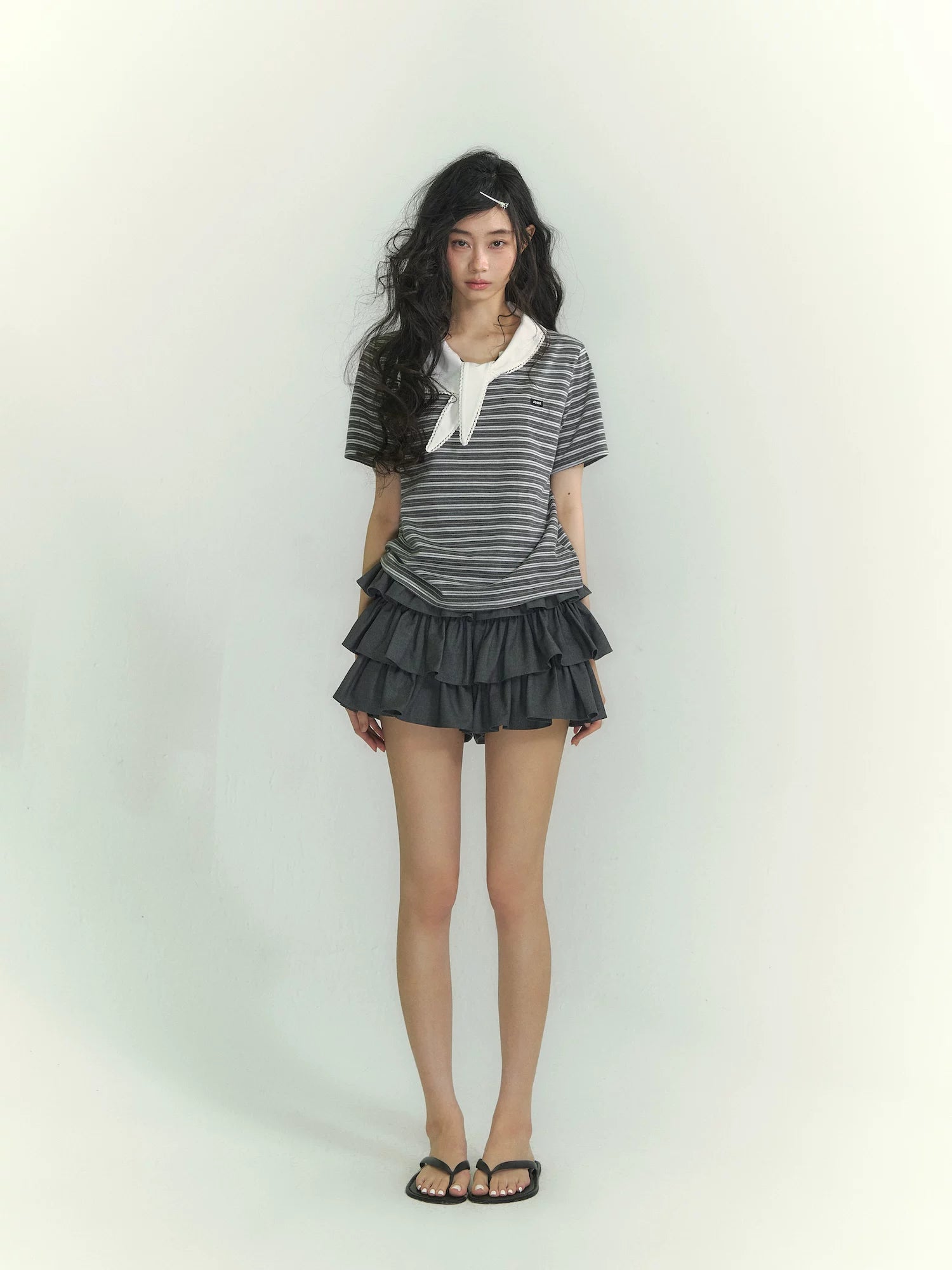 Tie Collar Stripe Tee