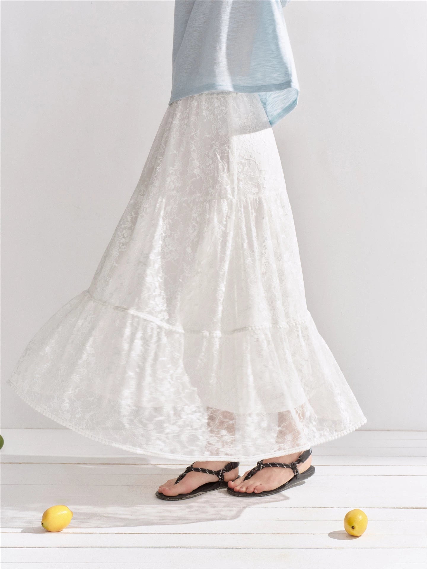 Lace Tiered Maxi Skirt