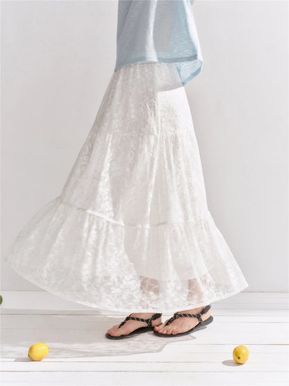 Lace Tiered Maxi Skirt