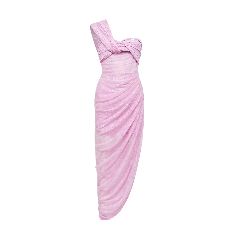Lillian Lace Chiffon Mesh Knot Dress