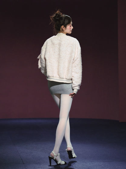 Tweed Textured Drop-shoulder Jacket &amp; Dress Set