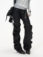 Punk Ruched Stacked Pants