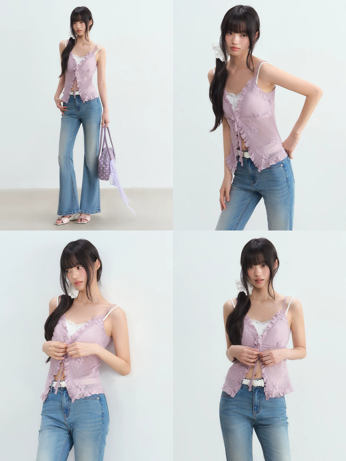 Purple Lace Layered Top Set