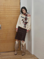 Fair Isle Icelandic Off-Shoulder Chunky Knit Sweater