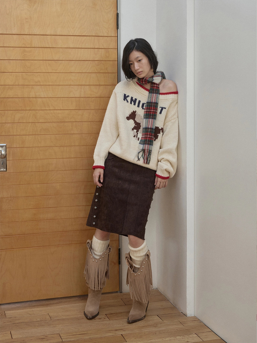 Fair Isle Icelandic Off-Shoulder Chunky Knit Sweater